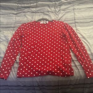 Comme des Garcons Red Polka Dot Long Sleeve Tee